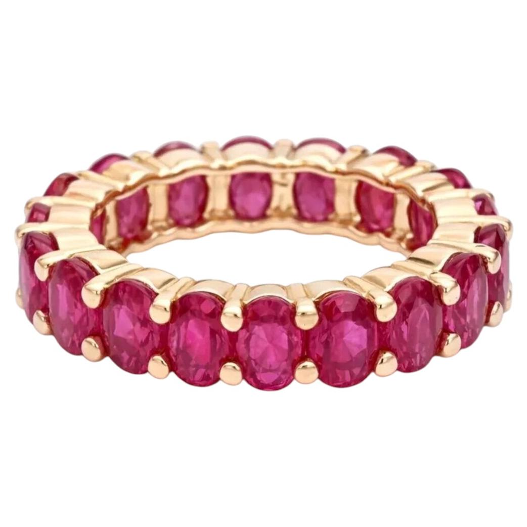 Ruby Oval 14K Rose Gold (18K Custom) Eternity Band Ring