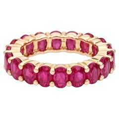 Ruby Oval 14K Rose Gold (18K Custom) Eternity Band Ring