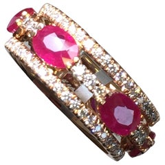 Ruby Oval and Diamond Band in 18 Karat Rose Gold