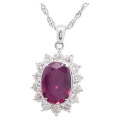 Ruby Oval and Diamond Pendant in Platinum