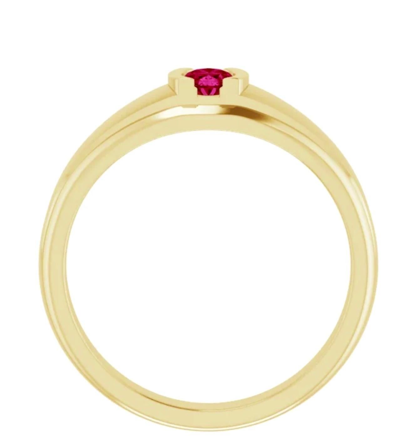 Rubin Oval Cut Lünette Gold Solitär Ring Unisex (Ovalschliff) im Angebot