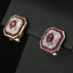 Rubin Oval Cut Stud Earring Gold Ohrringe für Frauen, niedliche Ohrringe für Sie