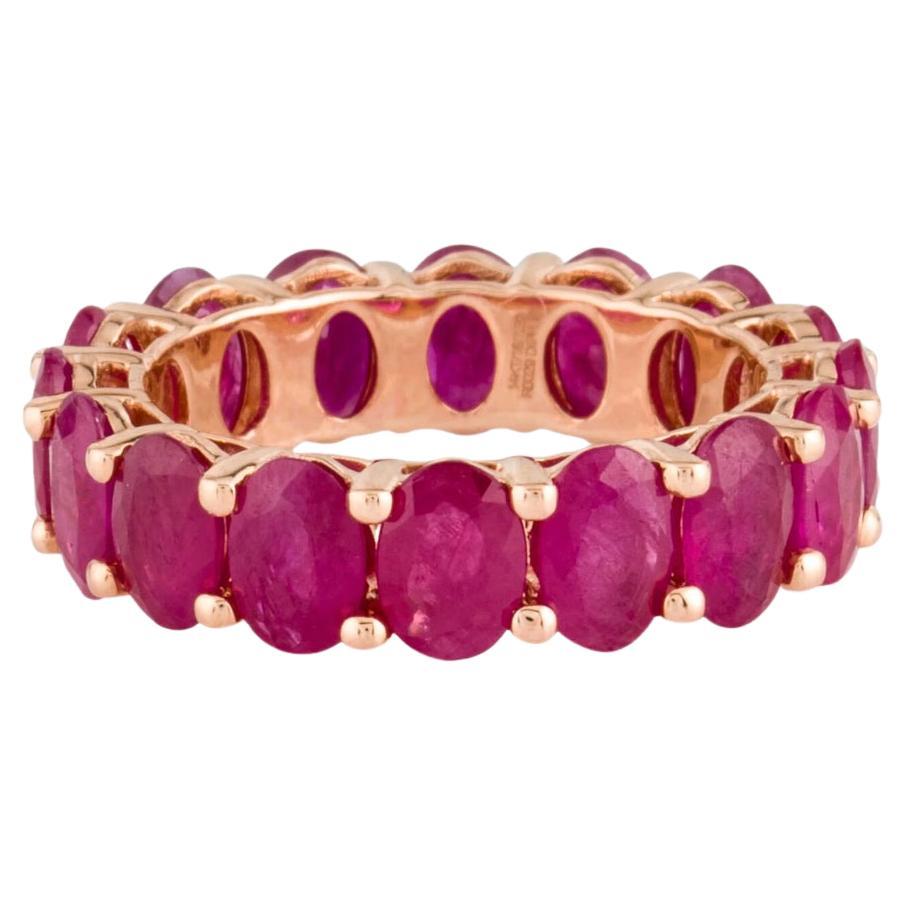 Ruby Oval Eternity Ring in 14K Gold For Sale