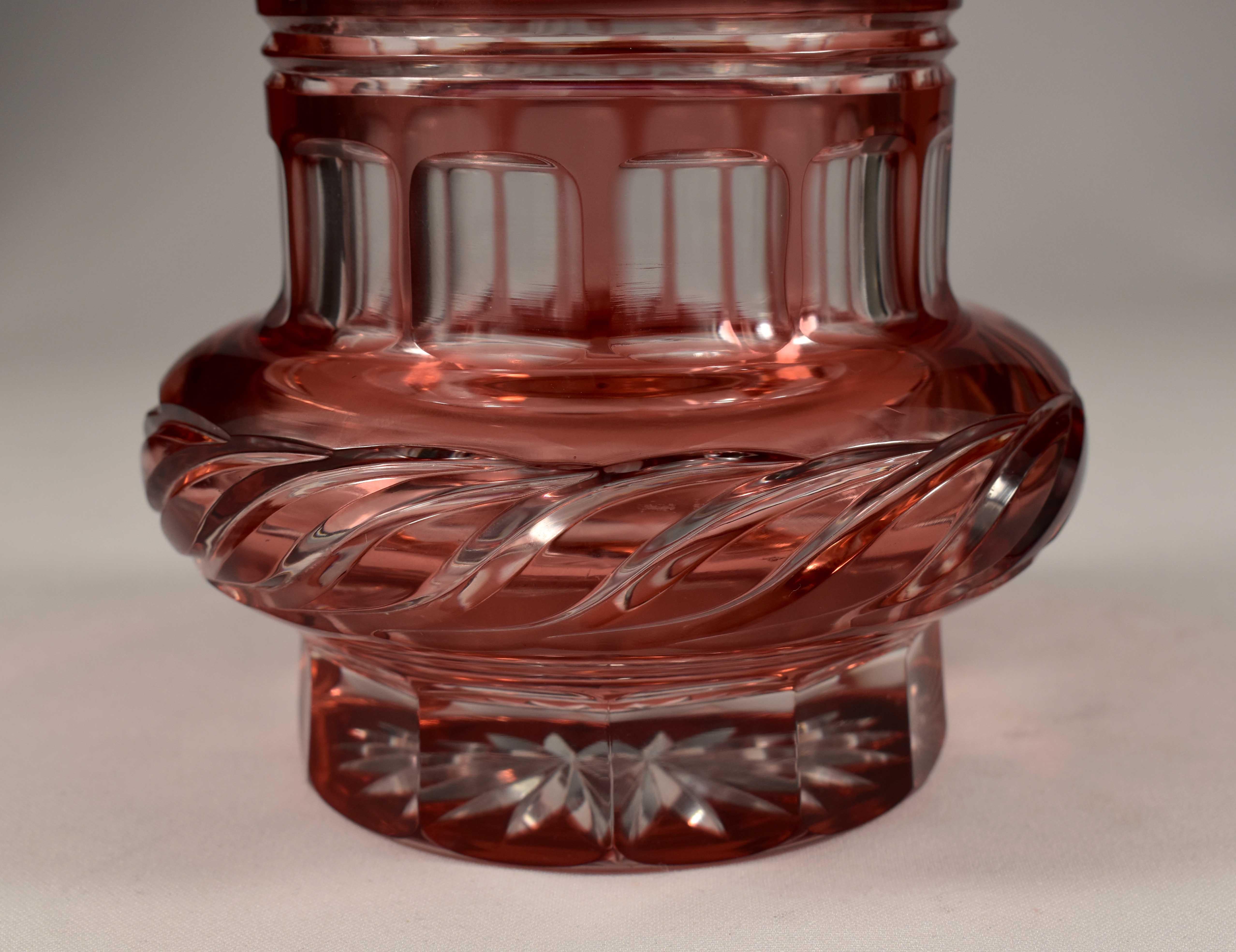 Ruby Overlay Vase Engraved, the Lion Hunt 20th Century, Bohemian Glass For Sale 5