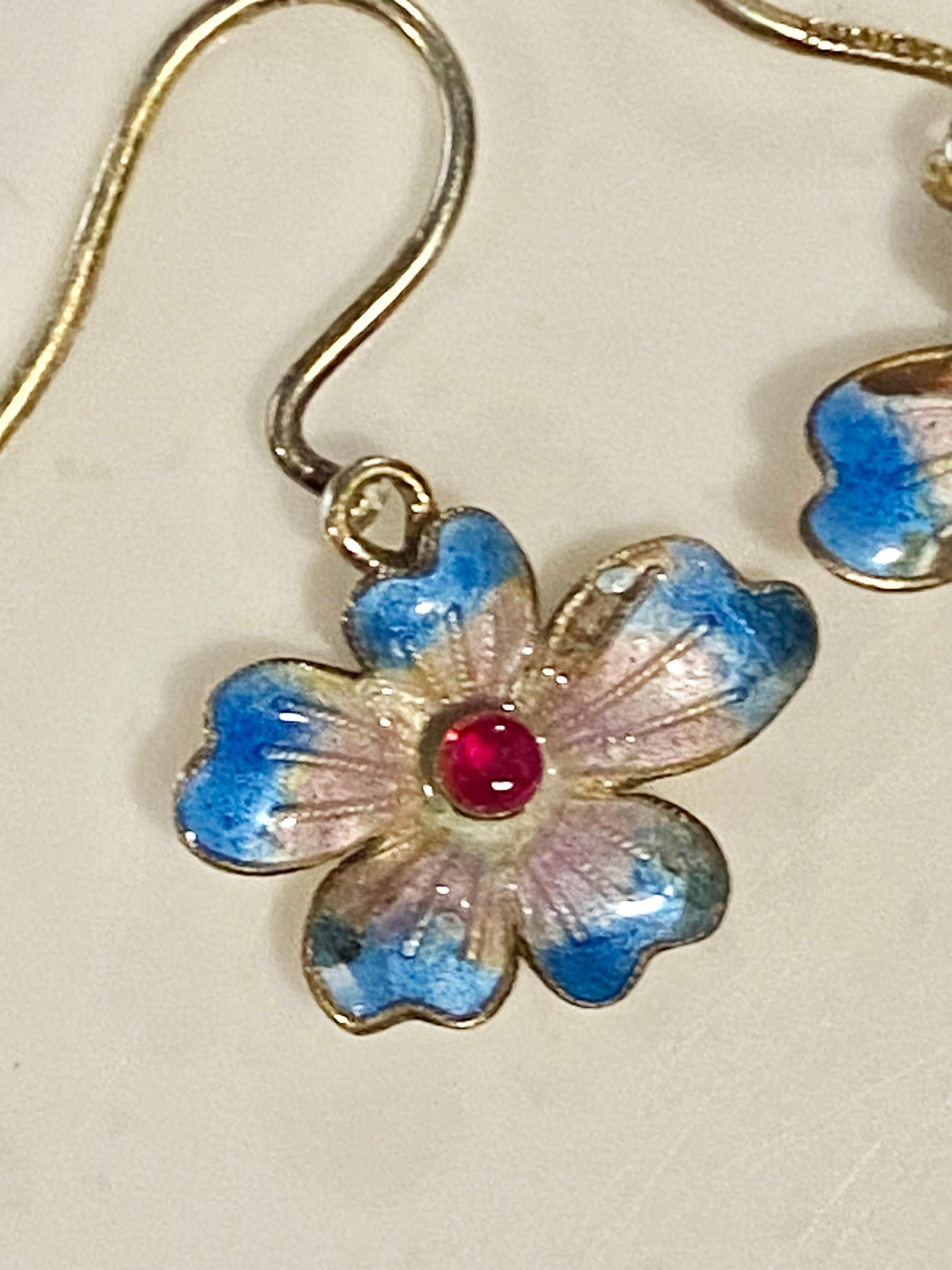 Pendientes Pensamiento Rubí siglo XX en venta
