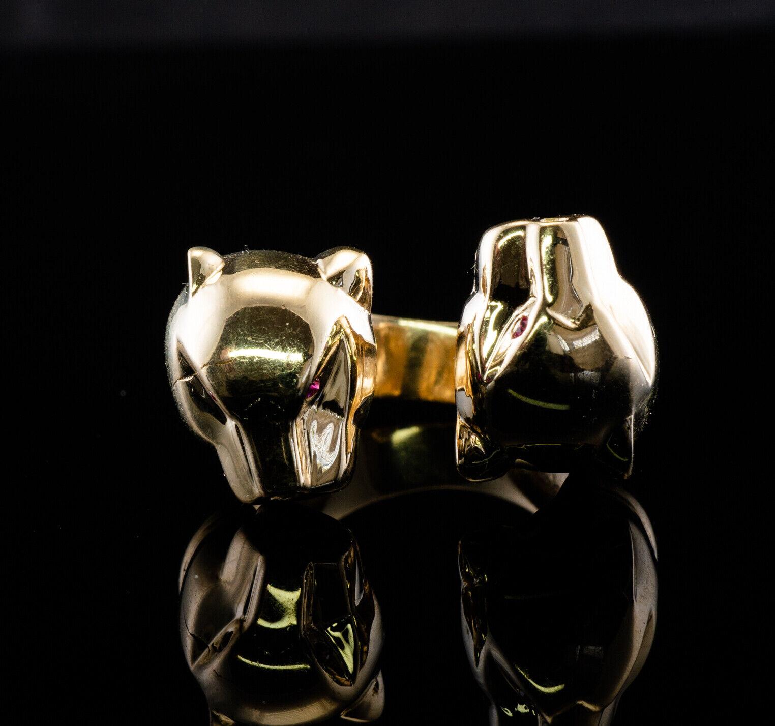 Anillo Rubí Pantera Leopardo Oro 14k Anillo Animal Dividido Corte redondo en venta