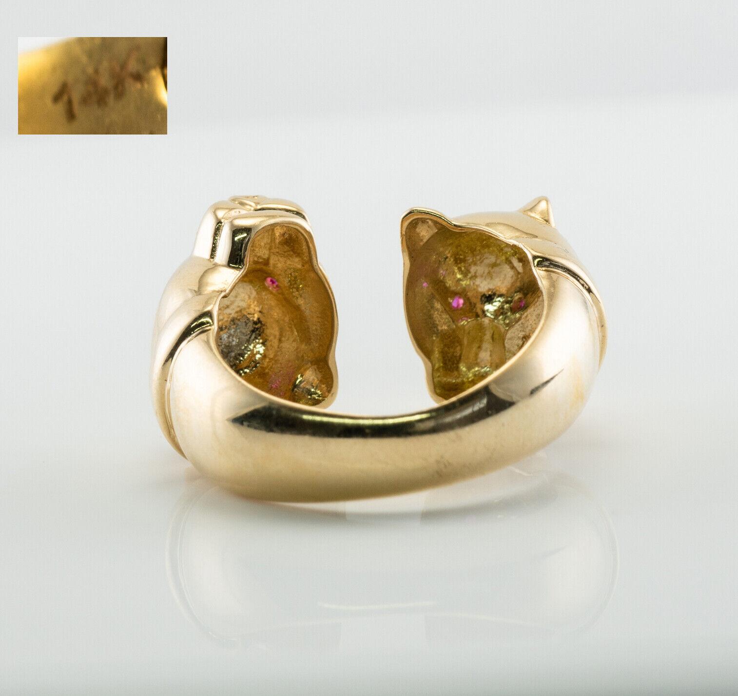 De las mujeres Anillo Rubí Pantera Leopardo Oro 14k Anillo Animal Dividido en venta