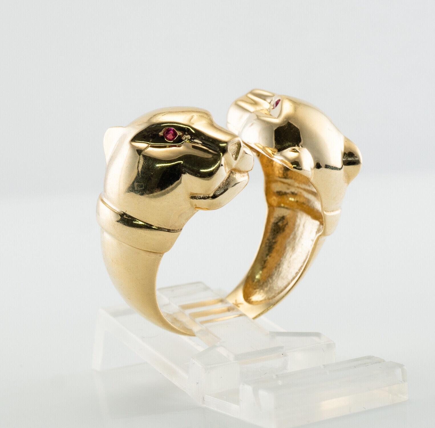 Anillo Rubí Pantera Leopardo Oro 14k Anillo Animal Dividido en venta 2
