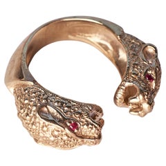 Ruby Panther Ring Jaguar Animal Bronze J Dauphin