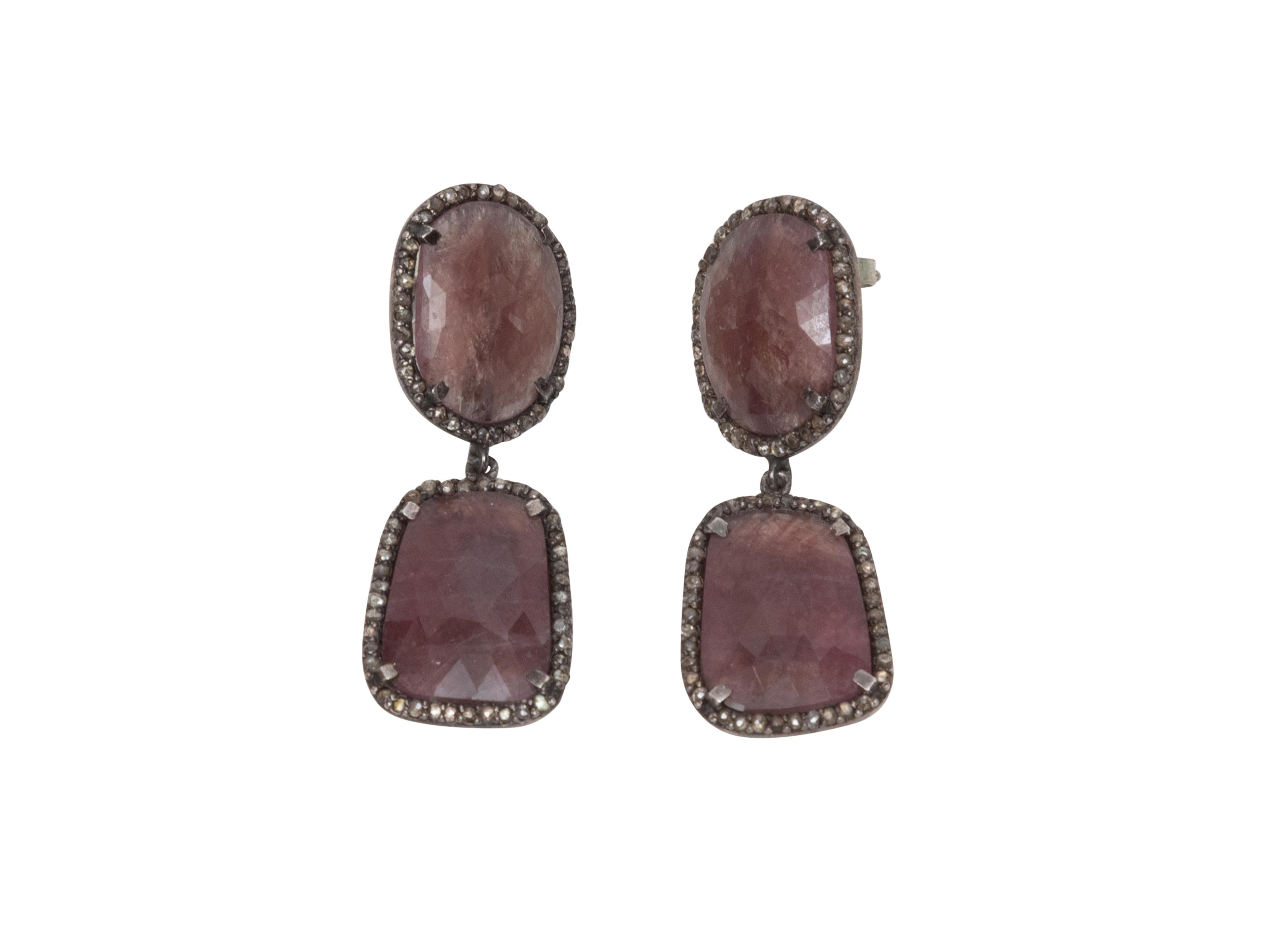 Ruby & Pave Diamond Bavna Drop Earrings In Good Condition For Sale In New York, NY