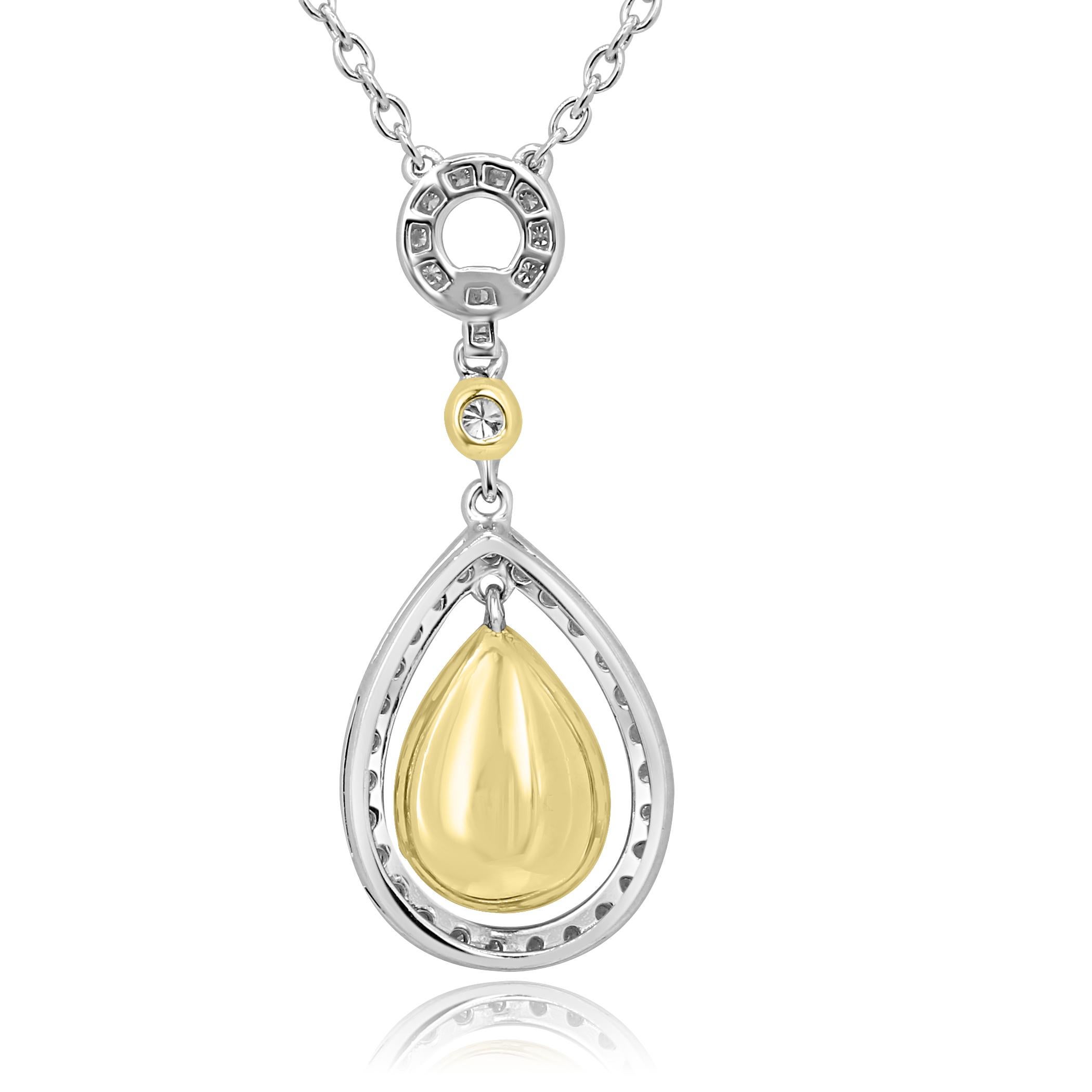 Modern Ruby Pear Diamond Round Double Halo Two-Color Gold Diamond by Yard Necklace