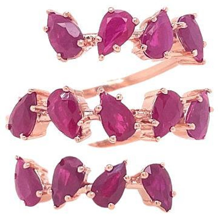 Ruby Pear Ring in 14K Gold For Sale at 1stDibs