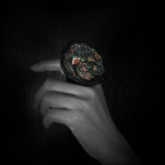 Ruby Pearl Diamond Gold Abalone Shell Peacock Dome Ring