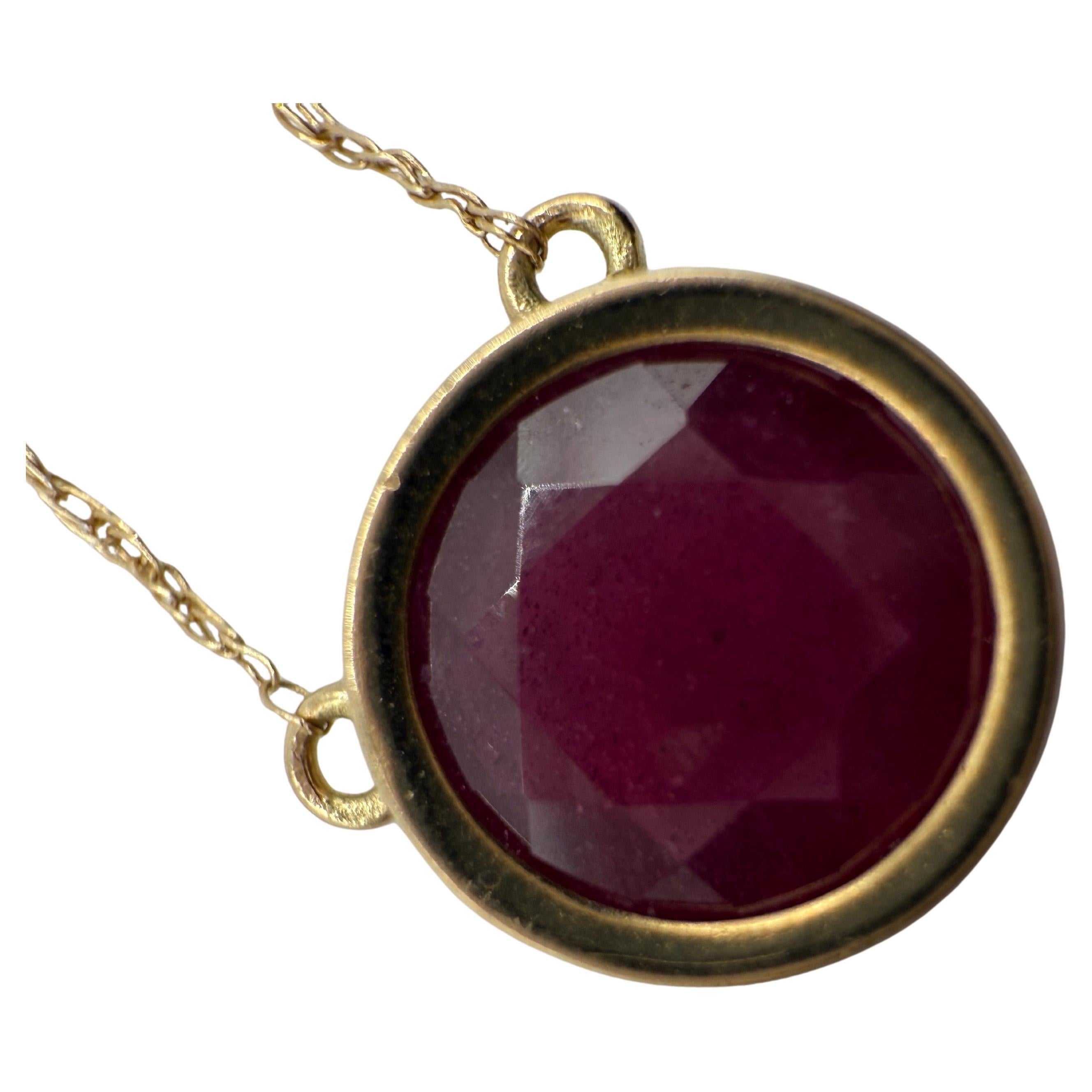 Ruby pendant necklace 8mm large ruby solitaire natural 10KT