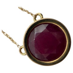 Ruby pendant necklace 8mm large ruby solitaire natural 10KT