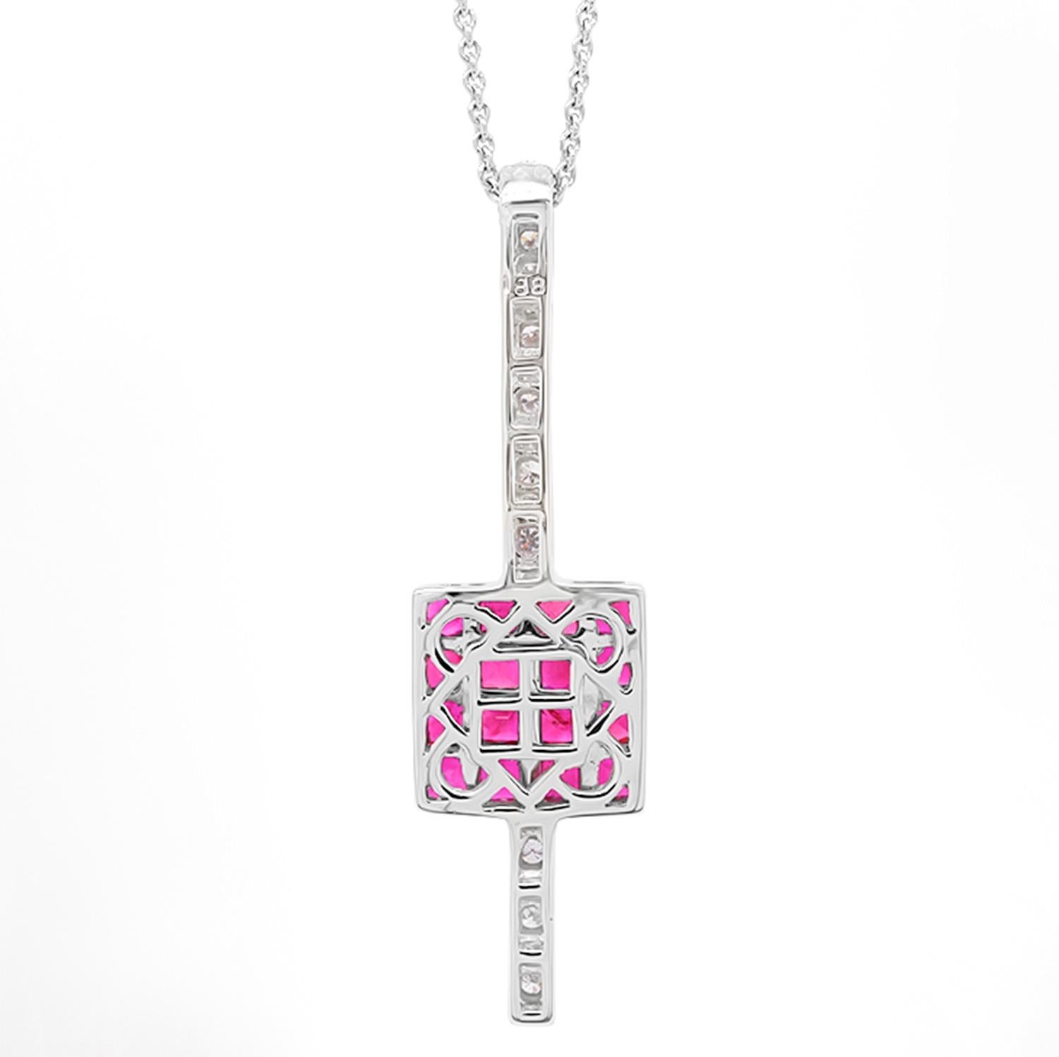 Collier pendentif en or blanc 18 carats avec diamants de 2,34 carats Excellent état - En vente à Aliso Viejo, CA