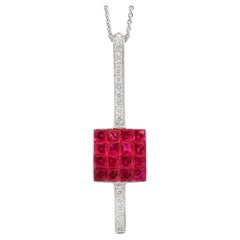 Ruby Pendant Necklace Diamonds 2.34 Carats 18K White Gold