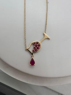 Anhänger mit Rubin in Weinglas 14KT Gelbgold NAURAL Rubine
