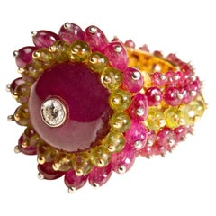 Ruby Peridot Bubble Ring in 18 Karat Gold