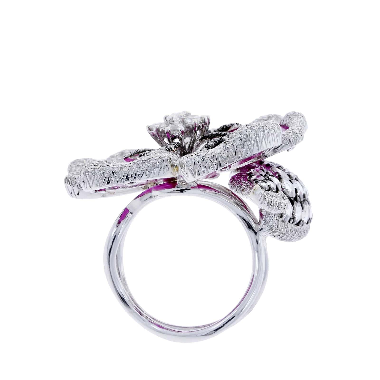 Ruby Petals and Diamond Floral Ring 1