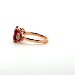 Ruby Pink Sapphire Diamond 18K Rose Gold Ring for Her