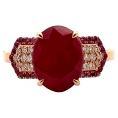 Ruby Pink Sapphire Diamond 18K Rose Gold Ring for Her
