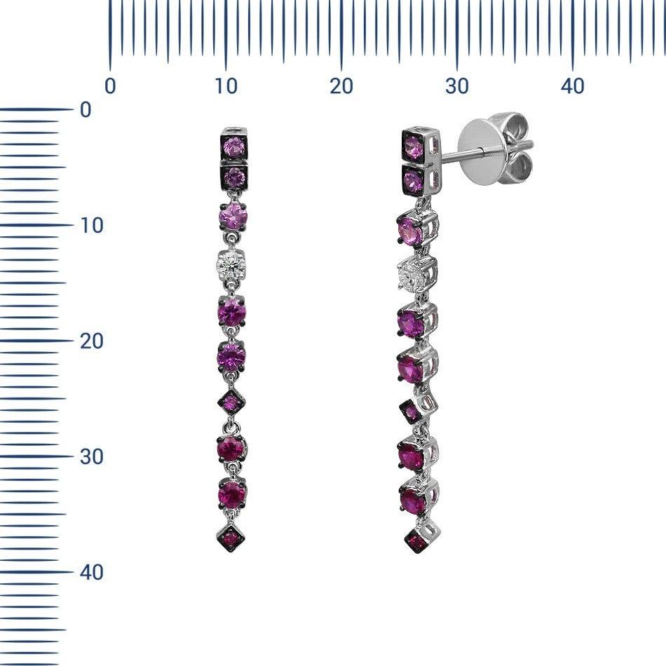 Ruby Pink Sapphire Diamond White Gold Earrings In New Condition For Sale In Montreux, CH