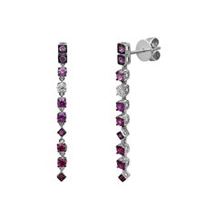 Orecchini in oro bianco con diamante e zaffiro rosa e rubino