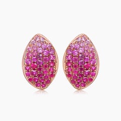 Ruby & Pink Sapphire Pave Set 18K Rose Gold Drop Earring