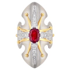 Ruby Platinum Bouclier Ring by Elie Top