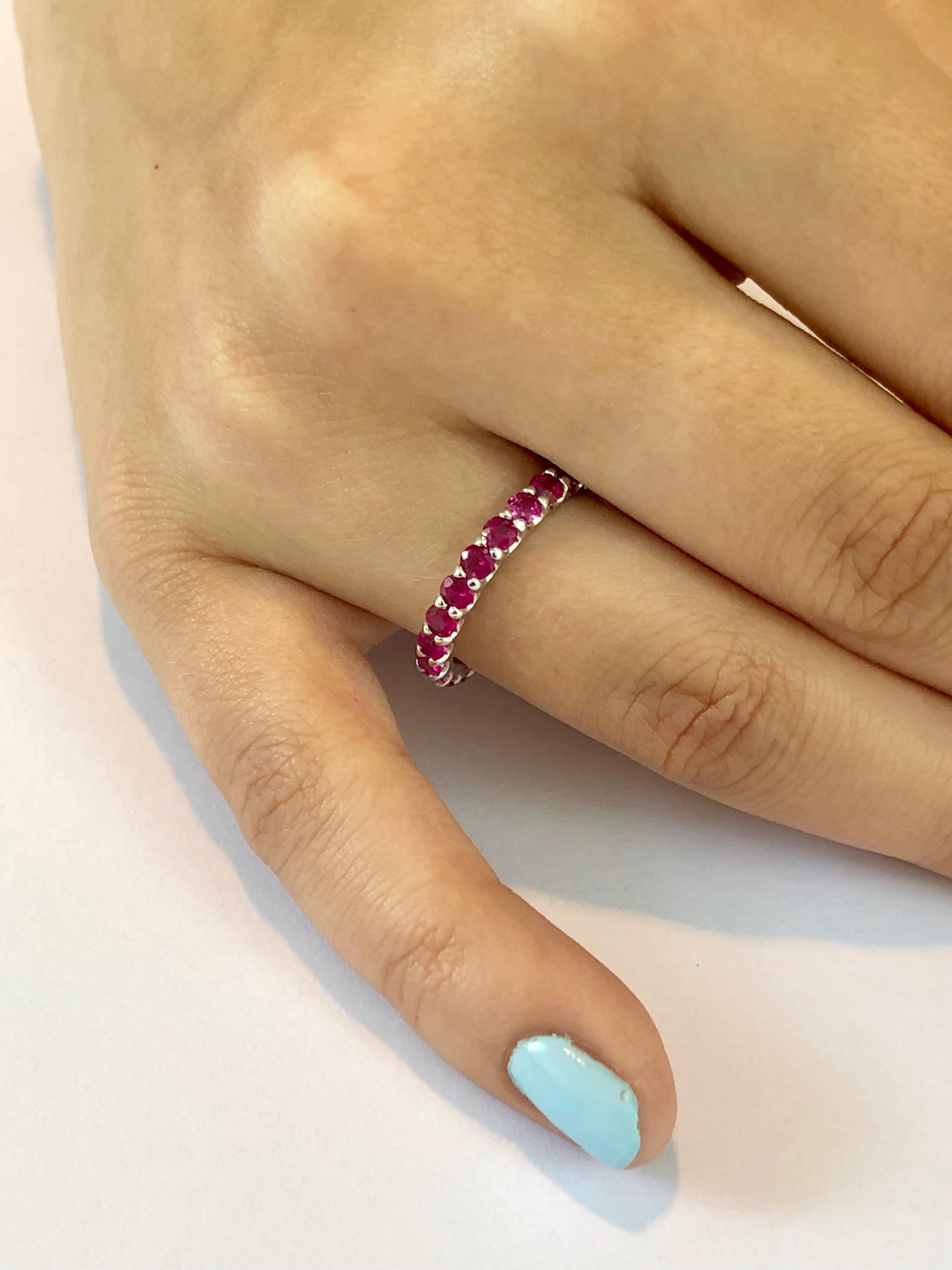 Contemporary Ruby Eternity White Gold Band Weighing 2.30 Carat