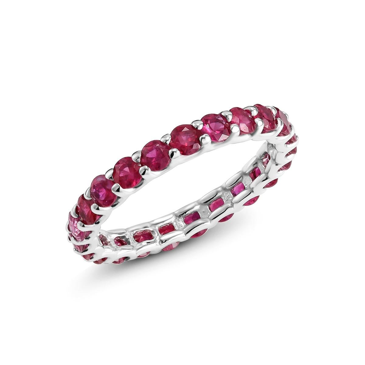 Women's Ruby Eternity White Gold Band Weighing 2.30 Carat