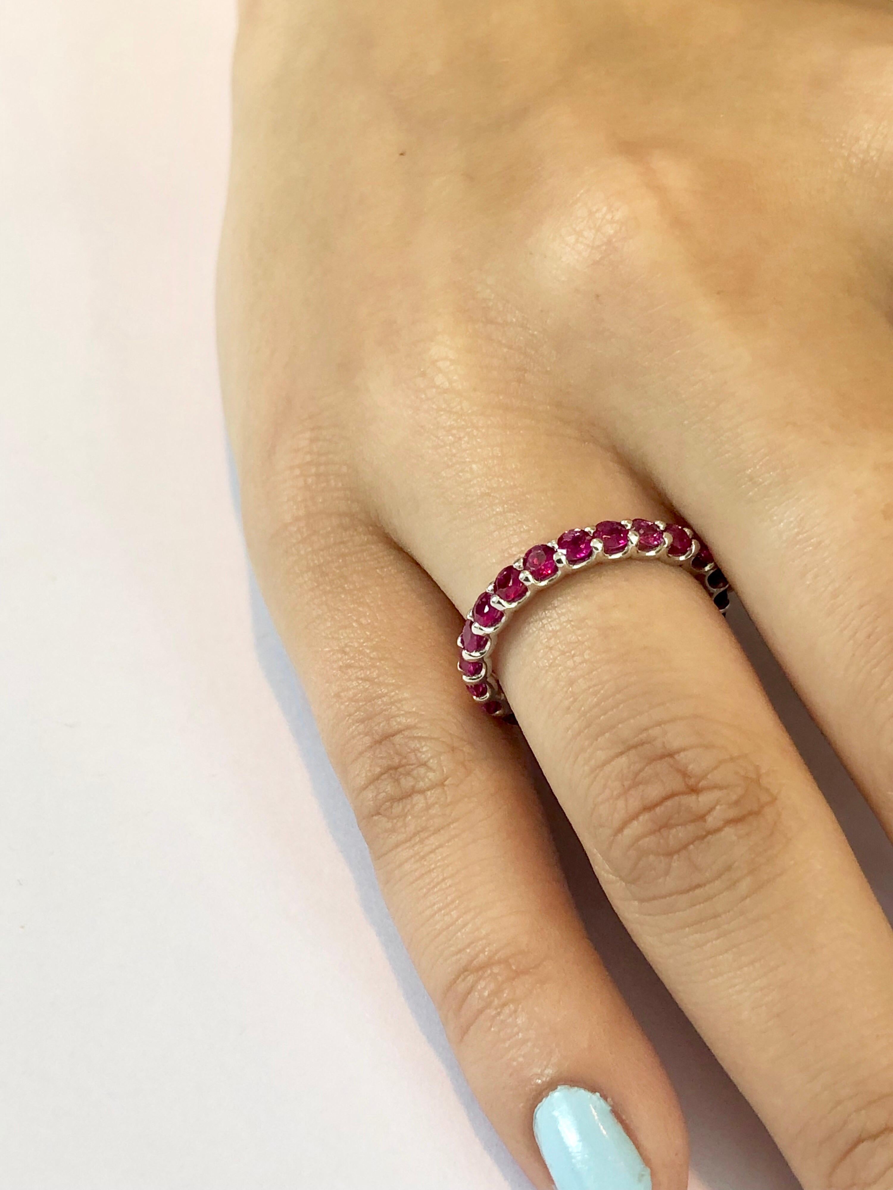 Ruby Eternity White Gold Band Weighing 2.30 Carat In New Condition In New York, NY