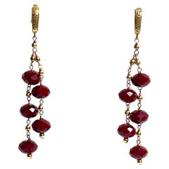 Ruby Quartz and 14k Hammered Omega Back Paradizia Earrings