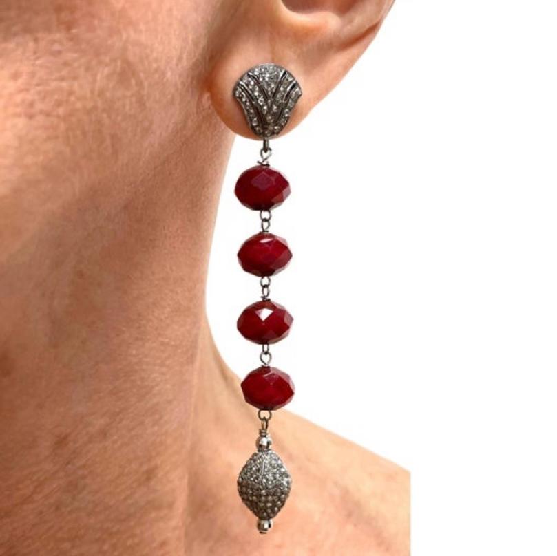 Paradiesische Ohrringe aus Rubinquarz und Diamanten im Angebot 5