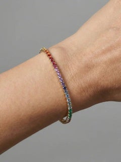 Ruby Rainbow Diamond 14K (Custom) Yellow Gold Gemstone Bracelet