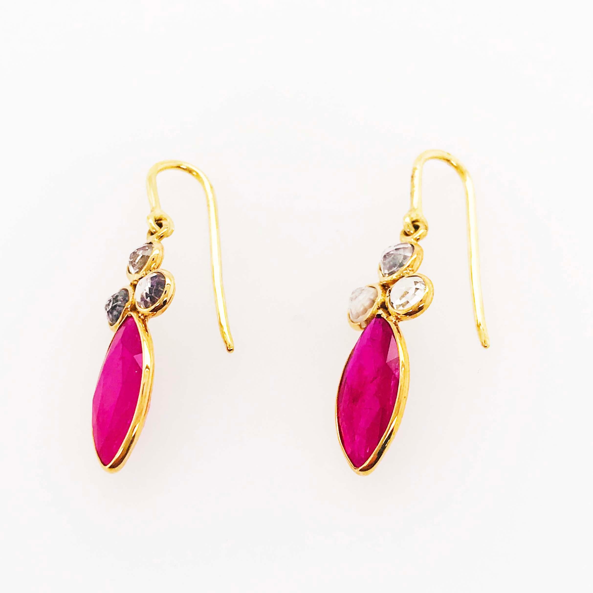 moonstne ruby drop earrings 18k