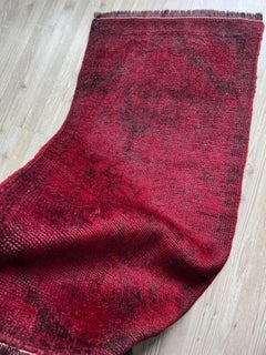 Ruby Red Abstract Mini Rug • Handmade Turkish Bathmat / Doormat