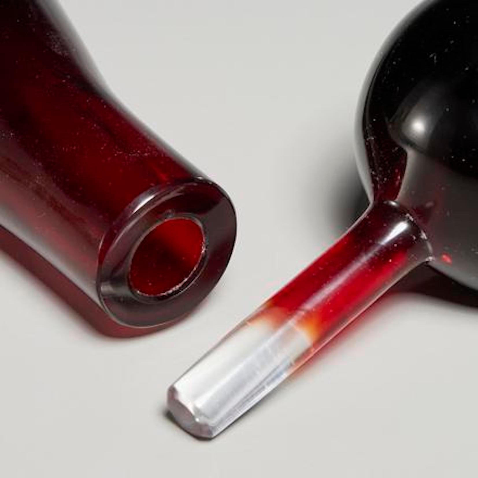 Sommerso-Flasche aus Rubinrotem und klarem Glas von Salviati (Italienisch) im Angebot