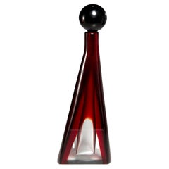 Vintage Ruby Red and Clear Glass Sommerso Bottle by Salviati