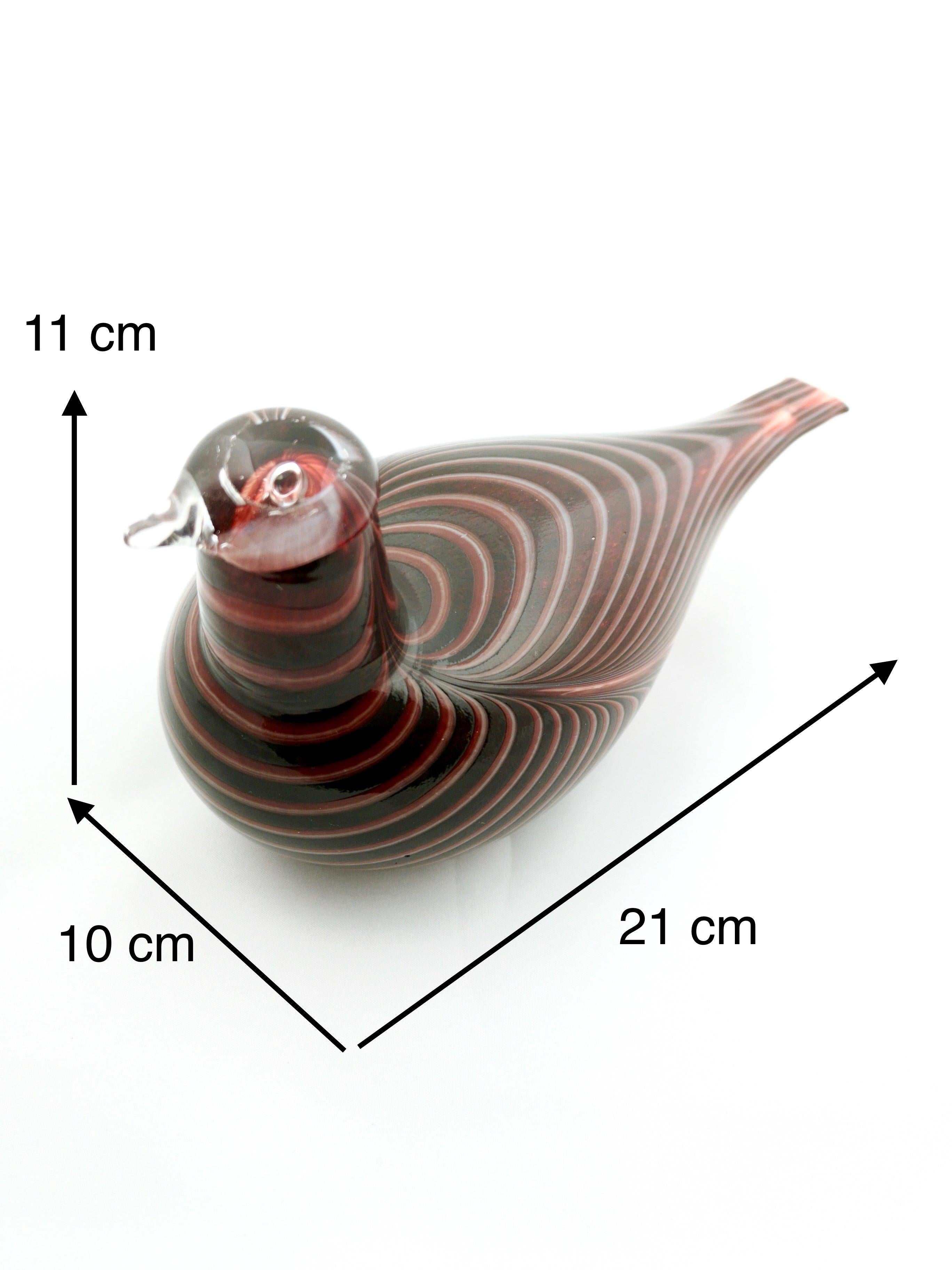 Ruby Red and Dark Maroon Mouth Blown Glass Bird by Oiva Toikka, 1980s  4