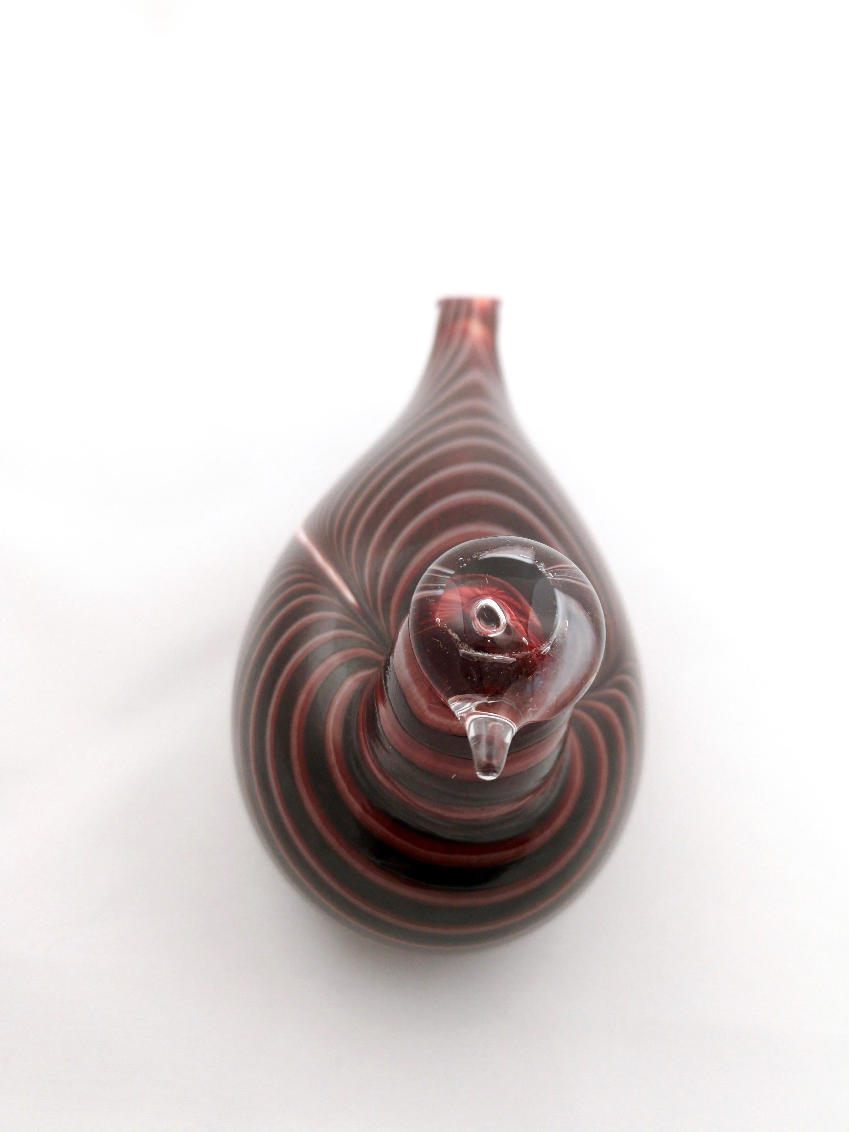 Ruby Red and Dark Maroon Mouth Blown Glass Bird by Oiva Toikka, 1980s  1