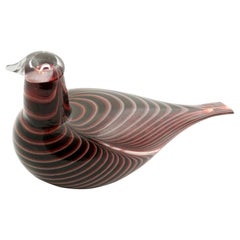 Uccello in vetro soffiato a bocca rosso rubino e marrone scuro di Oiva Toikka, anni '80