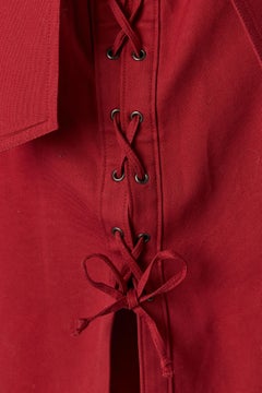 Ruby red cotton skirt with laces and belt Yves Saint Laurent