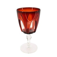 Ruby Red Cut to Clear Cristal D' Arques Crystal Wine Glasses, Set of 8 France