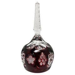 Antique Ruby Red Cut To Clear Crystal Dinner Bell