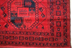 Ruby Red Ersari Turkmen Rug with All-Over Geometric Pattern, 1930s