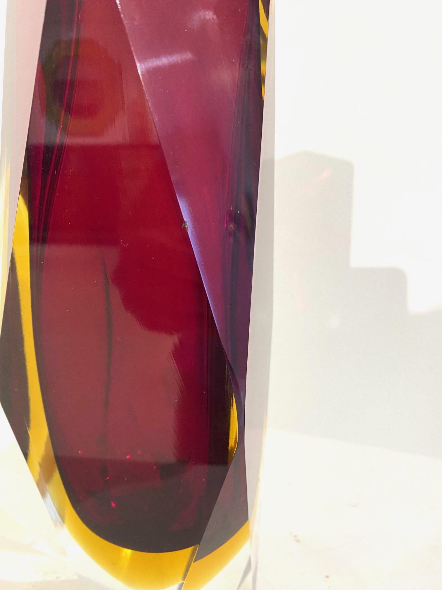 Ruby Red  Faceted  Glass Vase Murano Sommerso  by Alessandro Mandruzzato  For Sale 2