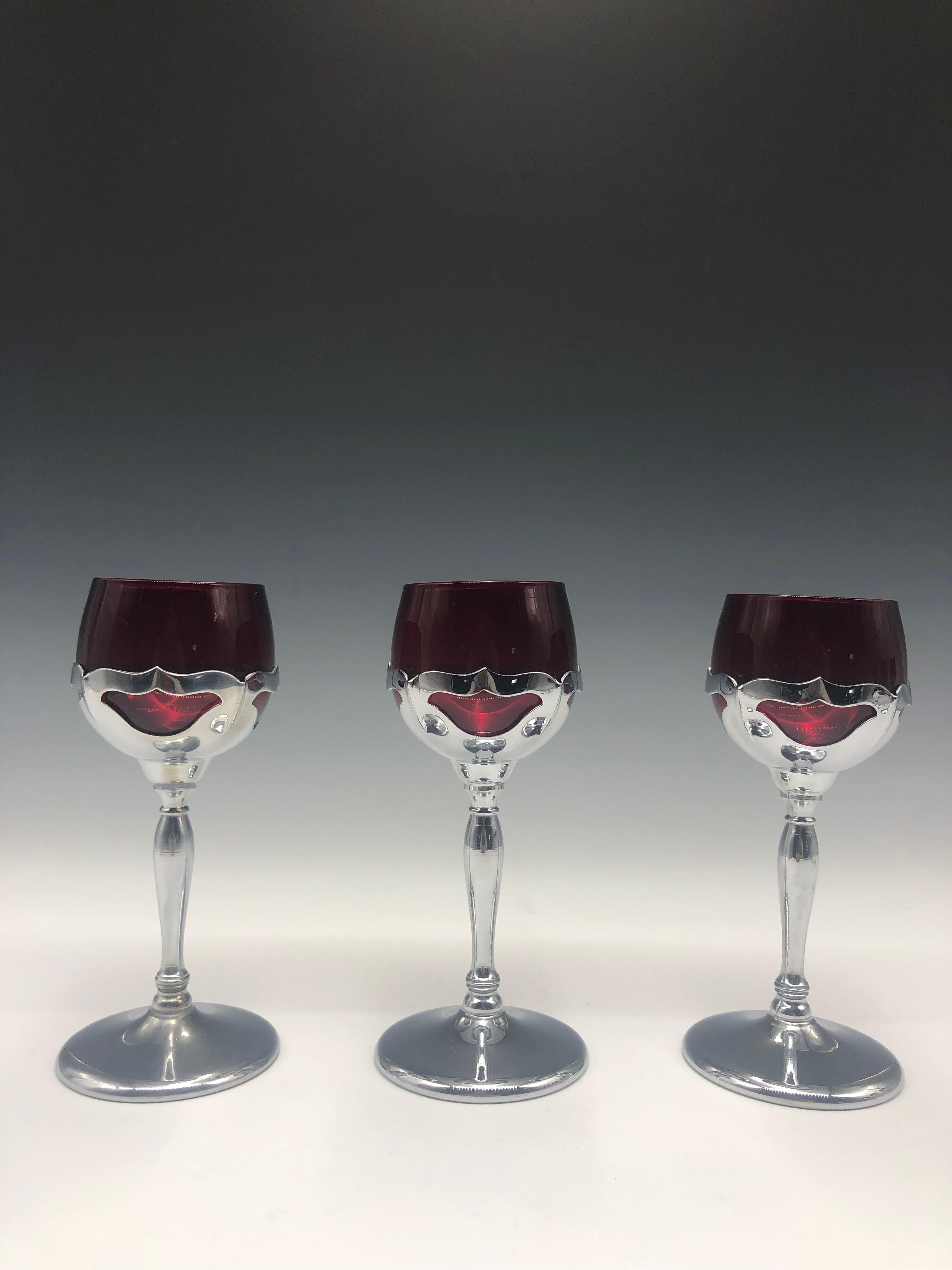 Art Deco Ruby Red Farber Bros Krome Kraft 6