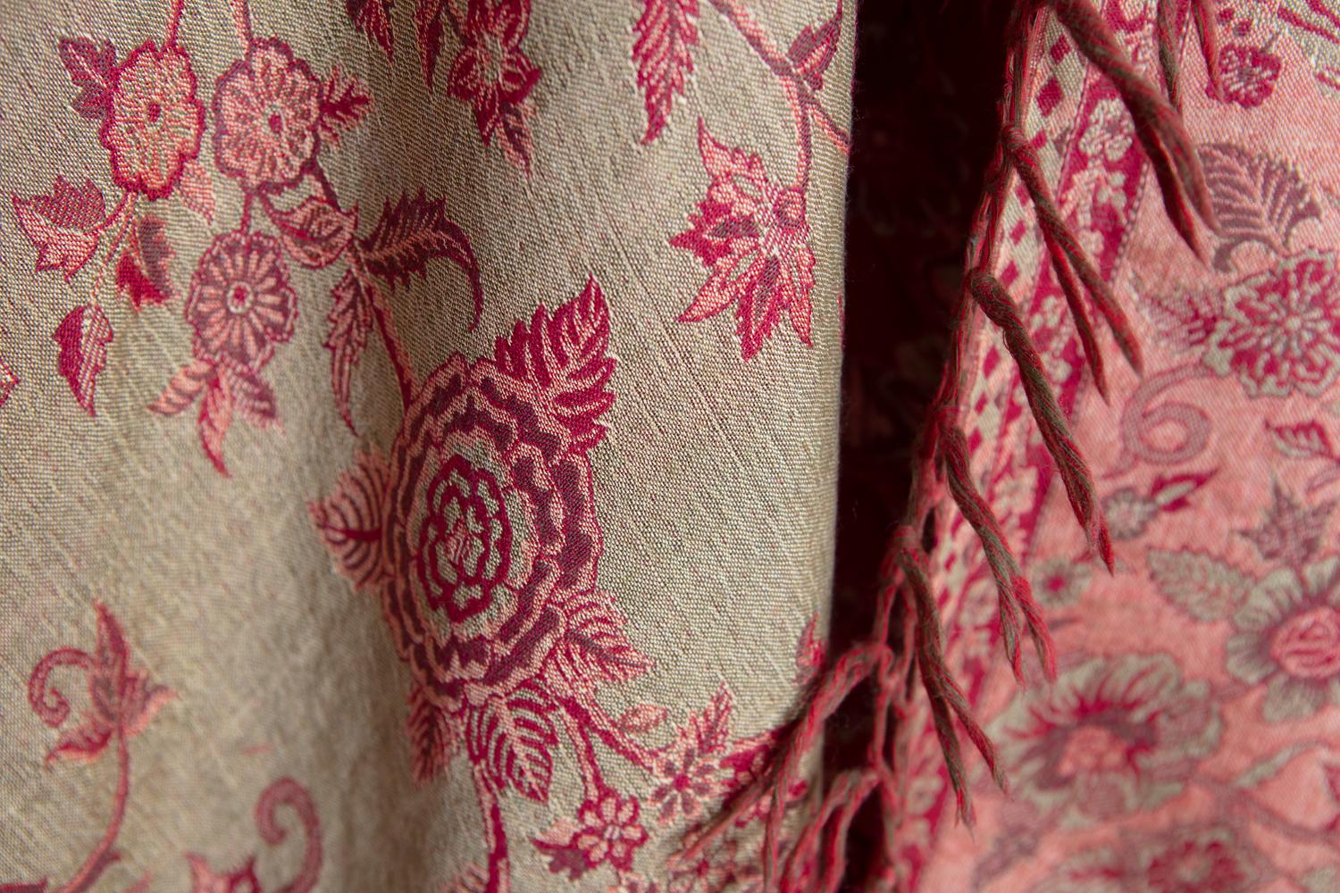 Anglo Raj Ruby Red from Kashmir, a Cashmere Pashmina Tree of Life Coverlet or Shawl For Sale